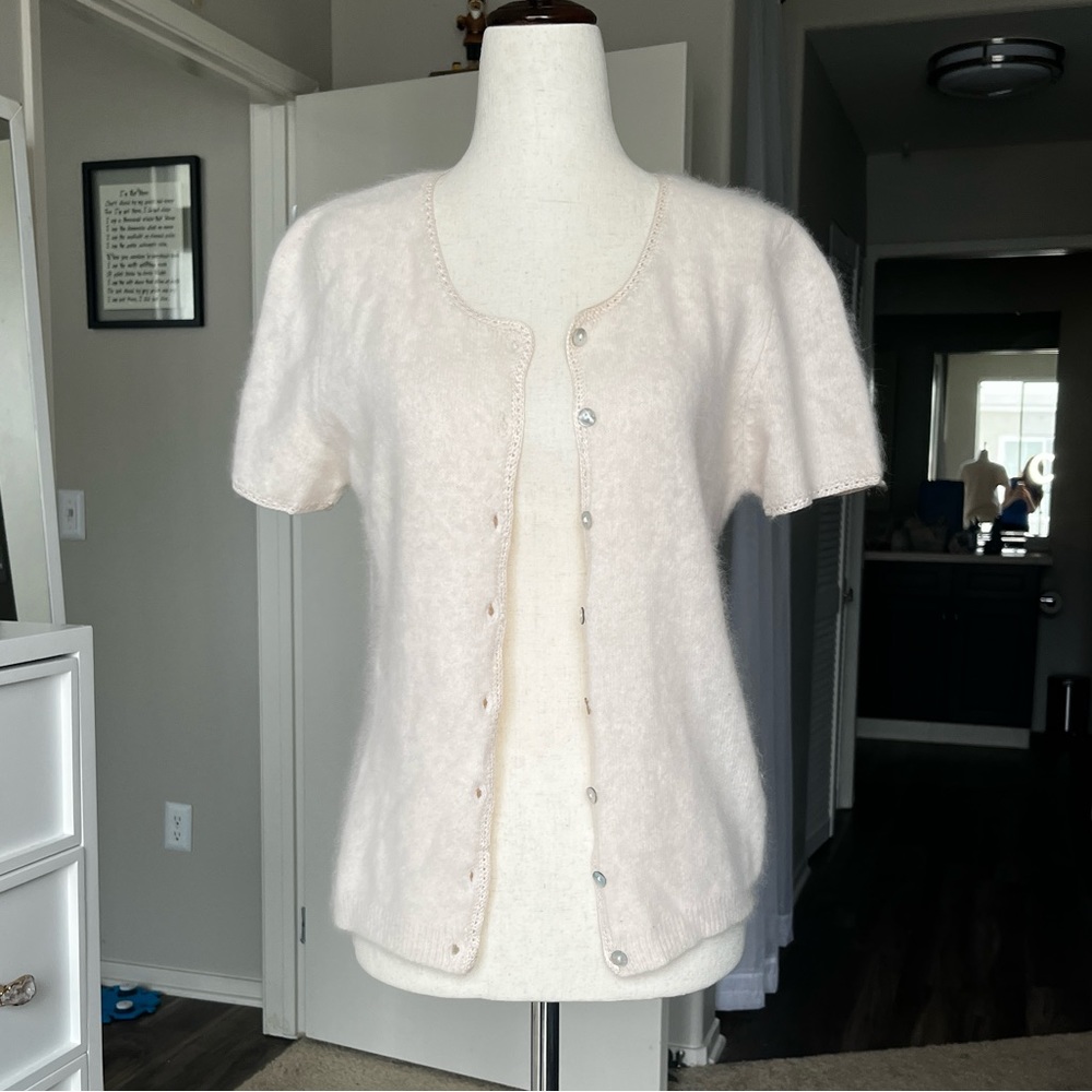 MUST GO: Vintage Light Pink Angora  Cardigan Sweater